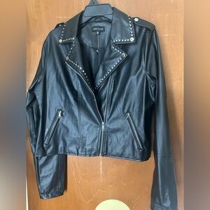 New Look Black Studded Biker Jacket PU leather
